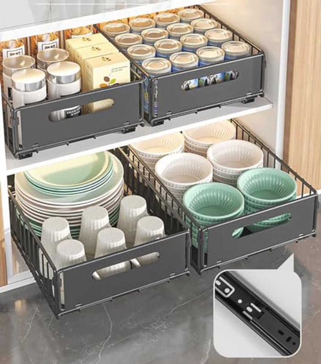 Uittrekbare Keukenorganizer met Schuifplanken - Opbergoplossing voor Kasten, Geen Boren Nodig, Zwart — cadeau in Cadeau-ideeën - foto 3