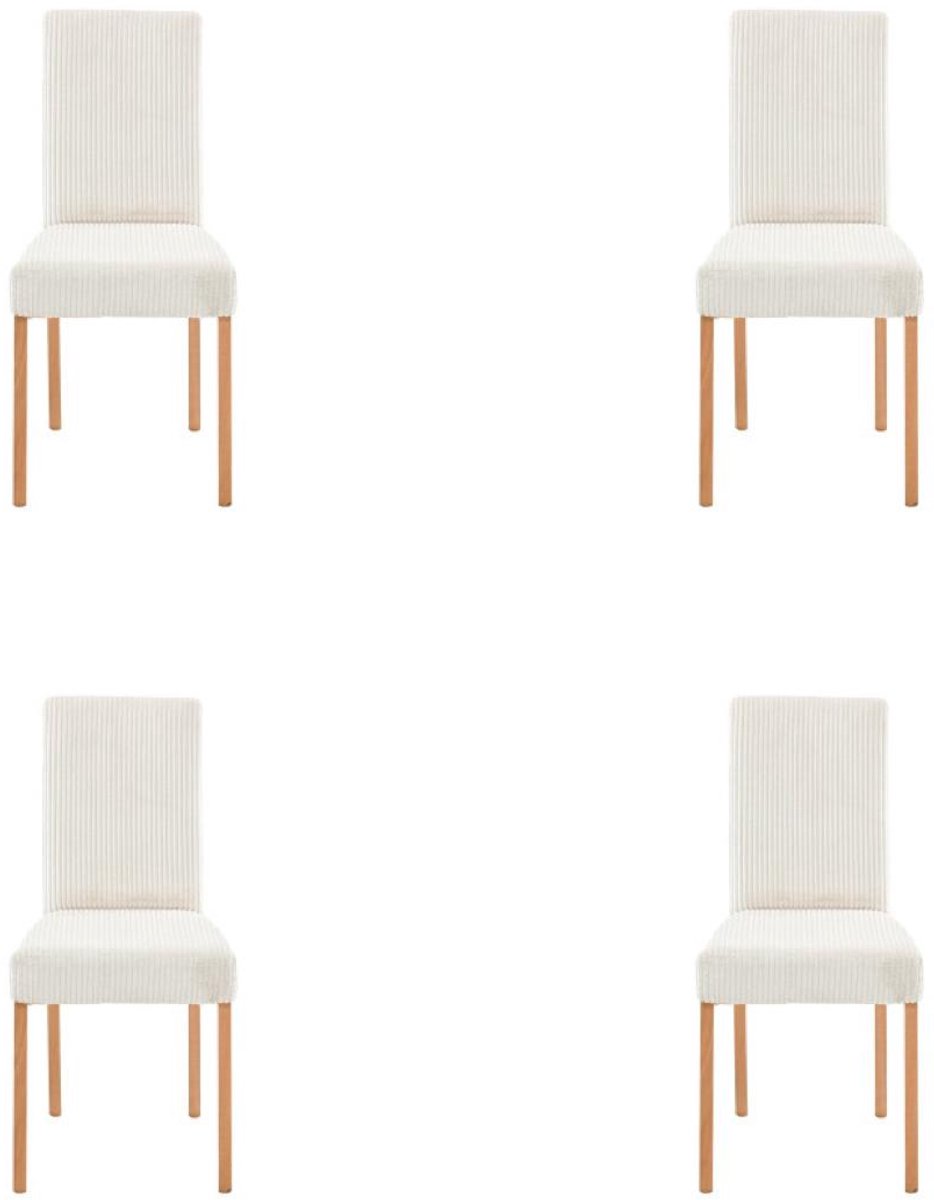 stoel lina- beige ribstof- 4 stuks- eetkamerstoel- zetelsenbedden