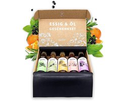 Vinegar & Oil Cadeauset voor Vrouwen – 5 Fruity Deluxe Azijnen & Oliën (5×40 ml) – Culinaire Chef Set – Perfect Moederdag Cadeau – Giftbox voor Moeder, Oma & Foodies