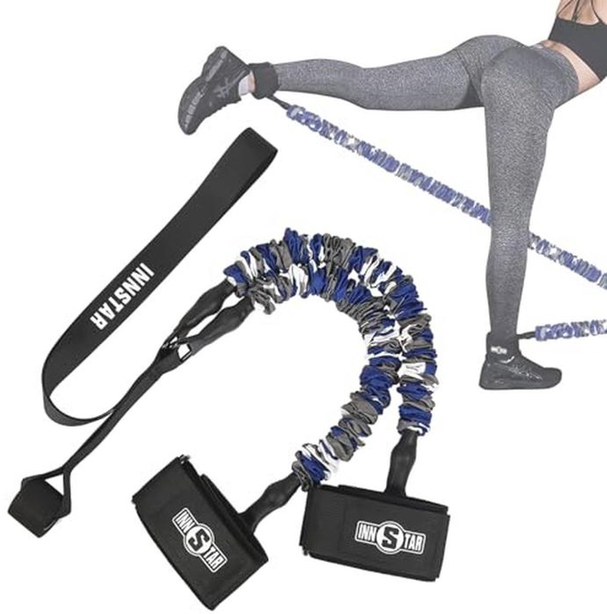 INNSTAR Resistance Bands, Seat Muscle Trainer, Resistance Bands, Fitness Bands, Booty Band for Hip and Leg Training, Strength Training, Home Symbol, Kickbacks with Manual and Carry Bag