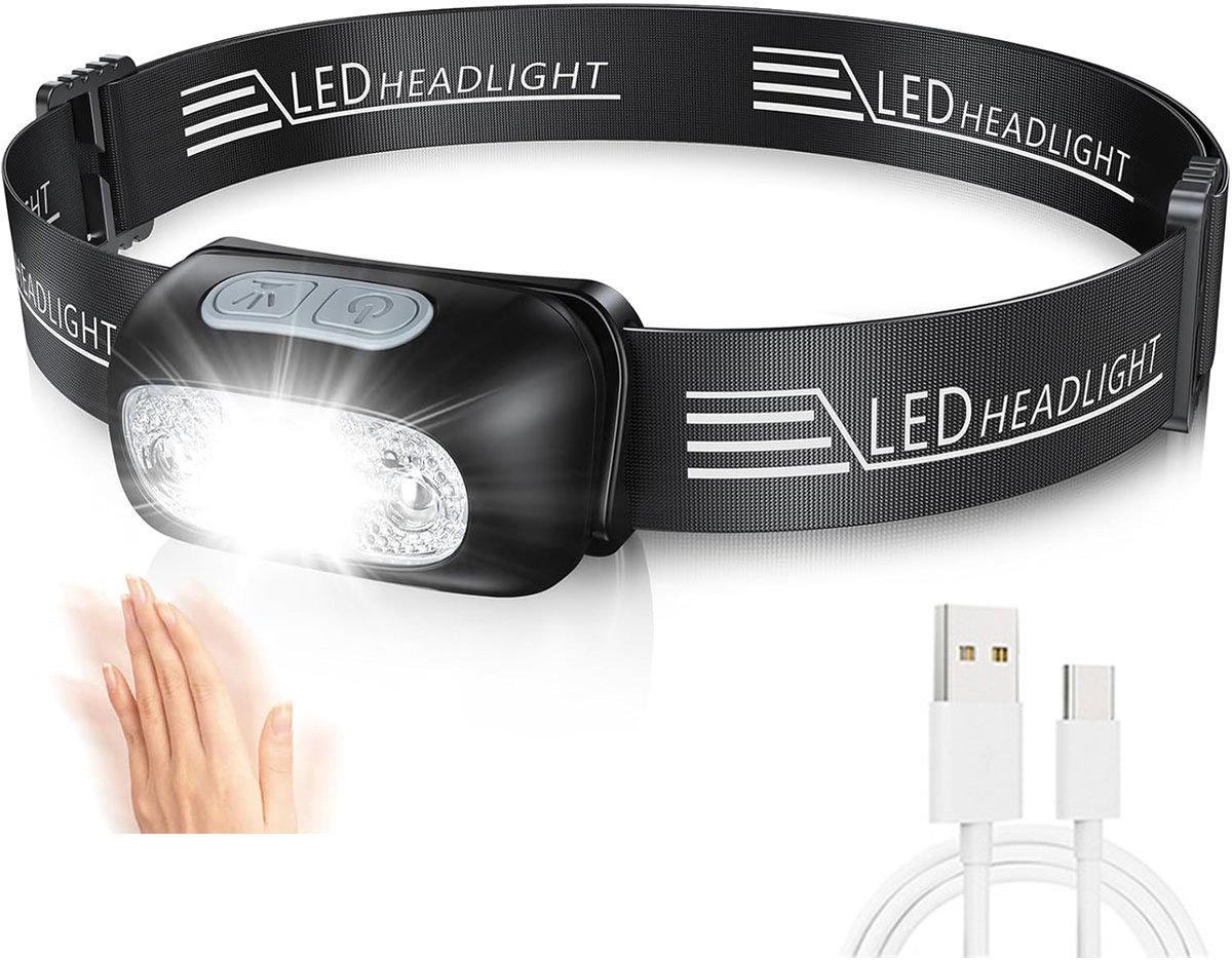 TOVBMUP LED-hoofdlamp - Oplaadbaar - Met bewegingssensor - 4 verlichtingsstanden - Waterdicht - Geschikt voor joggen, hardlopen, kamperen, vissen, wandelen, knutselen