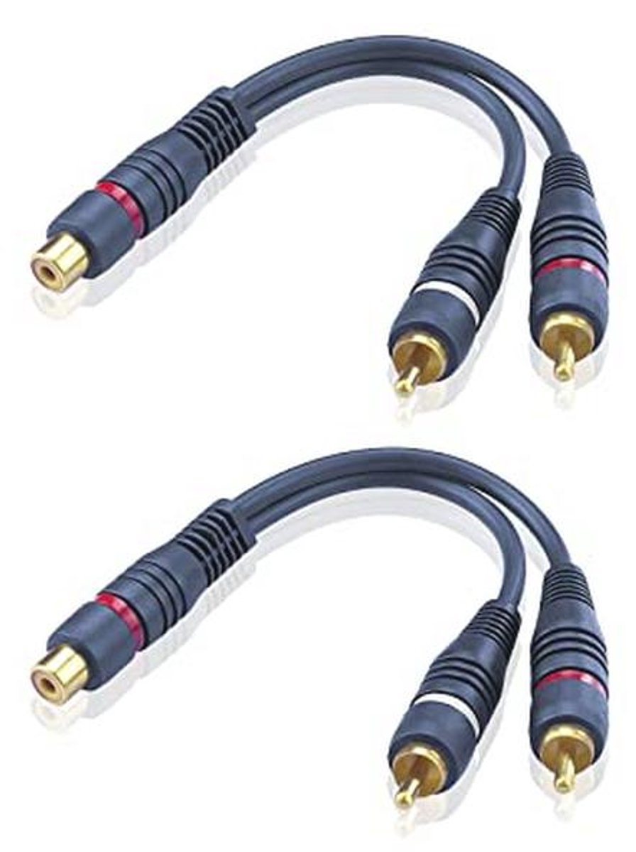 RCA naar Dual RCA Audiokabeladapter 15 cm - Marineblauw