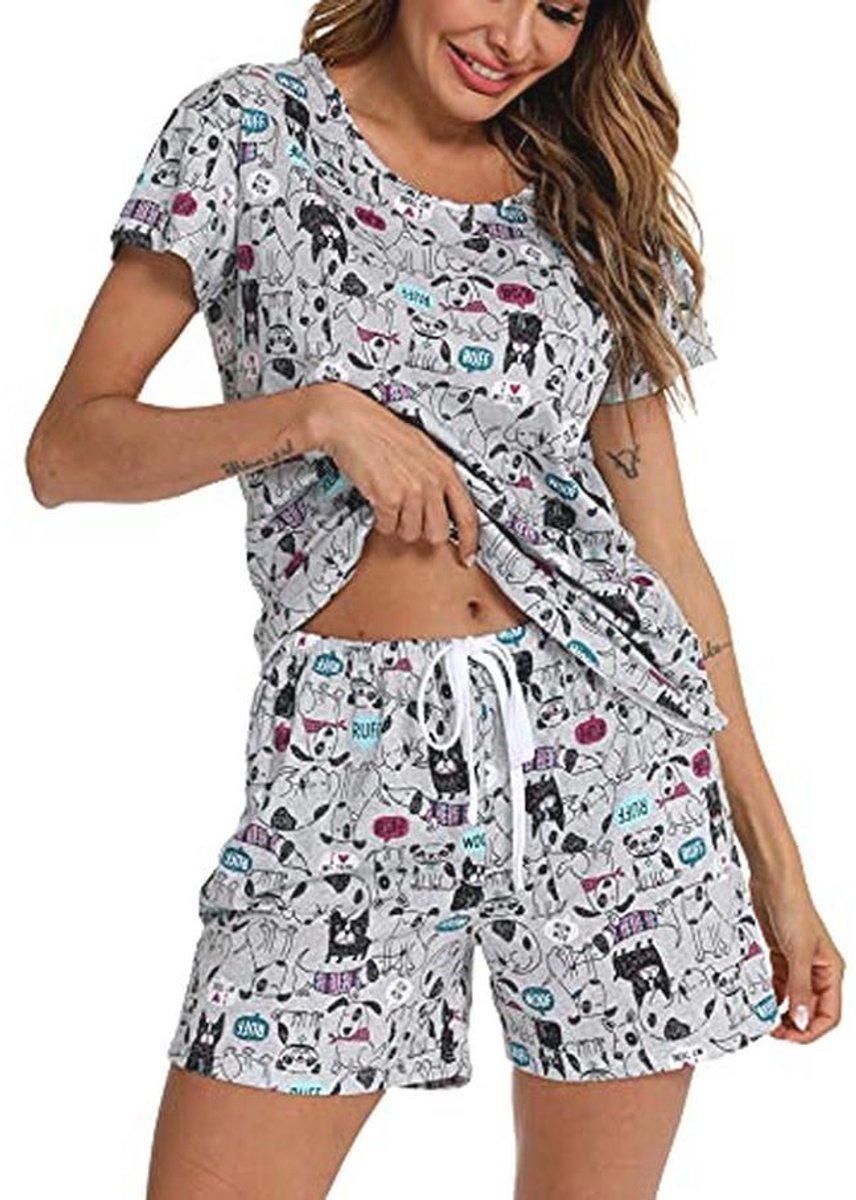 Korte Pyjama Set voor Dames van Katoen - Zomer Loungewear Tweedelig