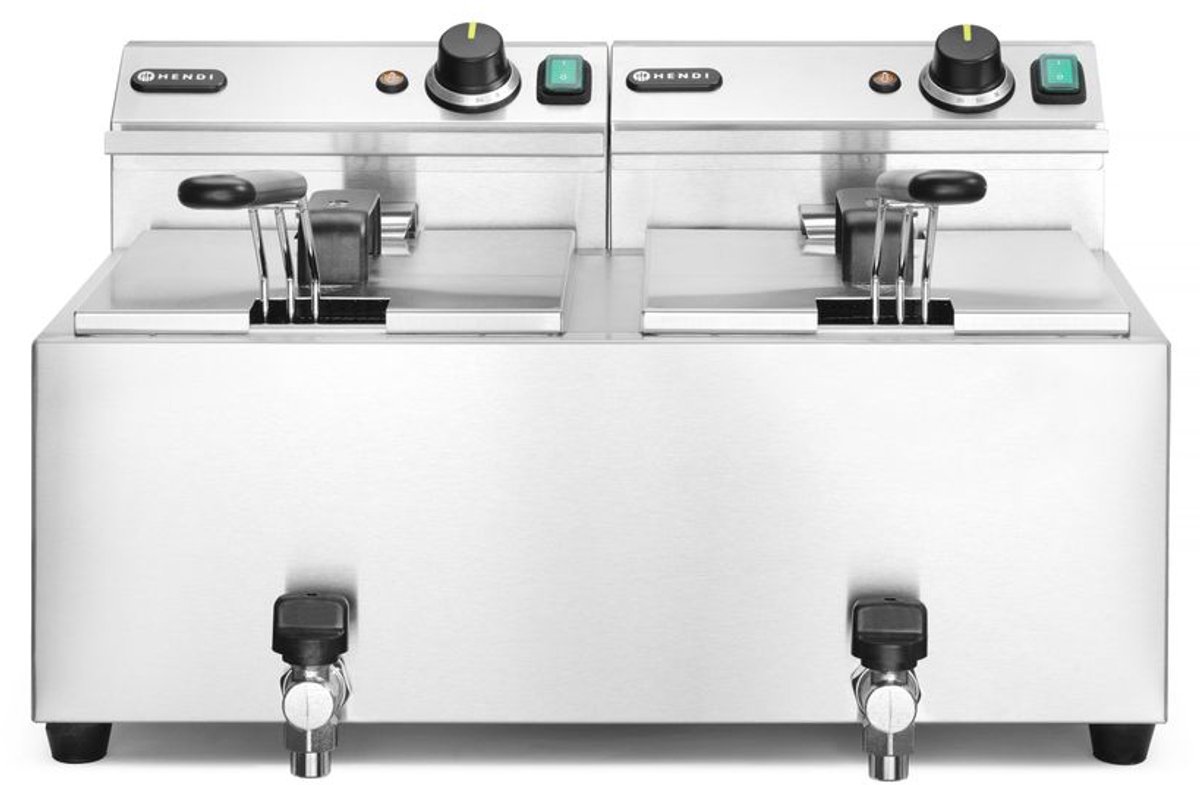 Hendi Friteuse Profi Line - Met Aftapkraan - 2x 8 Liter - 605x515x(H)35cm