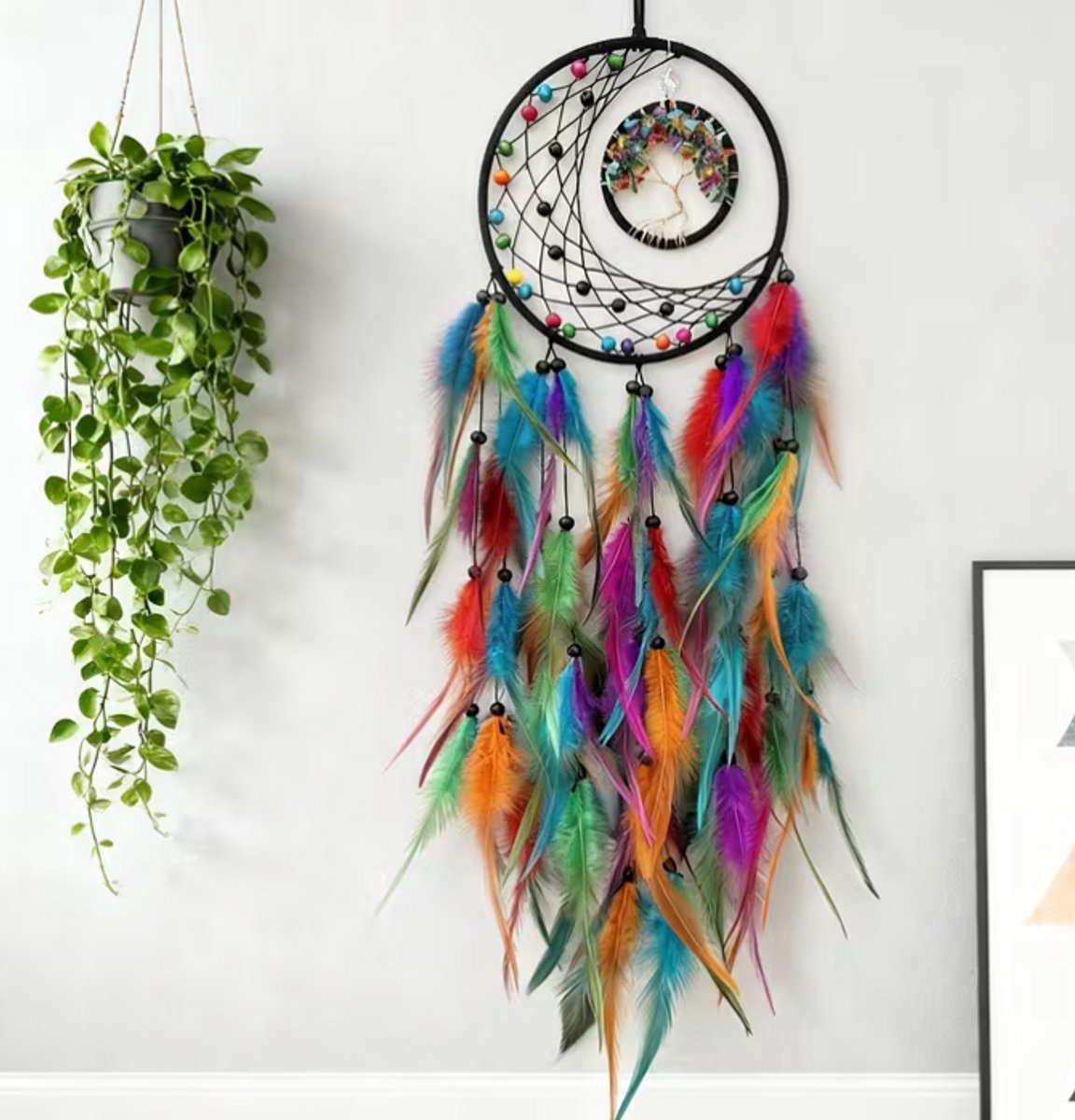 Native Spirit Dromenvanger - Boho Dreamcatcher - Grote Dromenvanger 70cm. - Native Spirit Multi