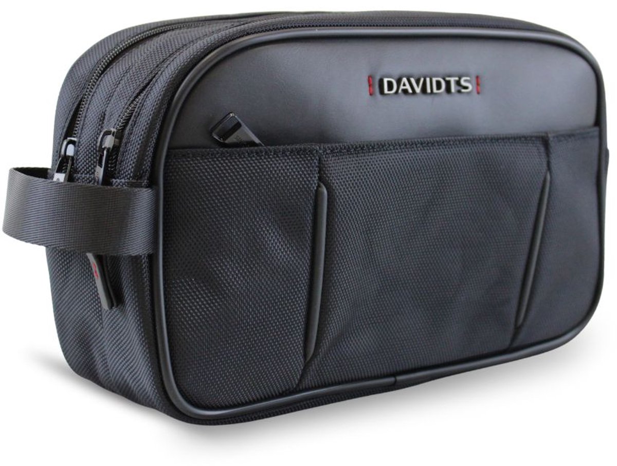 Davidt's Luxe Toilettas Zwart - Grote Toilettas 3 Vakken - Heren Toilettas Handvat - Premium Kwaliteit - Cadeau Mannen