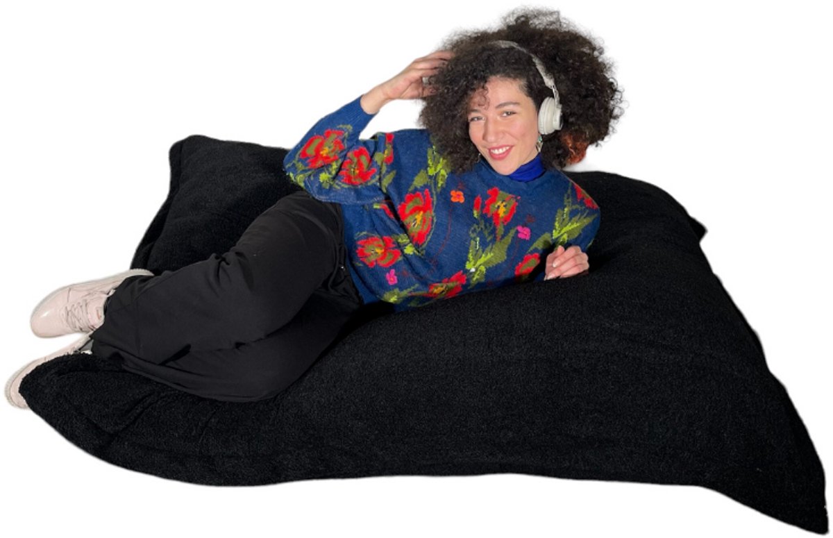 Bananair Zitzak XXL afneembare hoes - bouclé - Zwart 180 x 140 cm