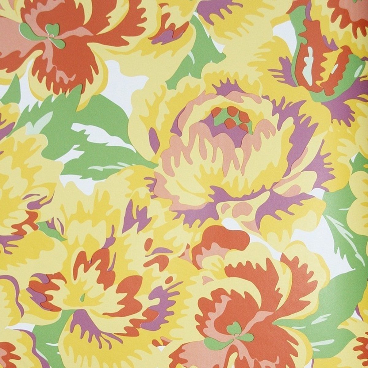 Geel bloemen behang vintage chic 7239-5