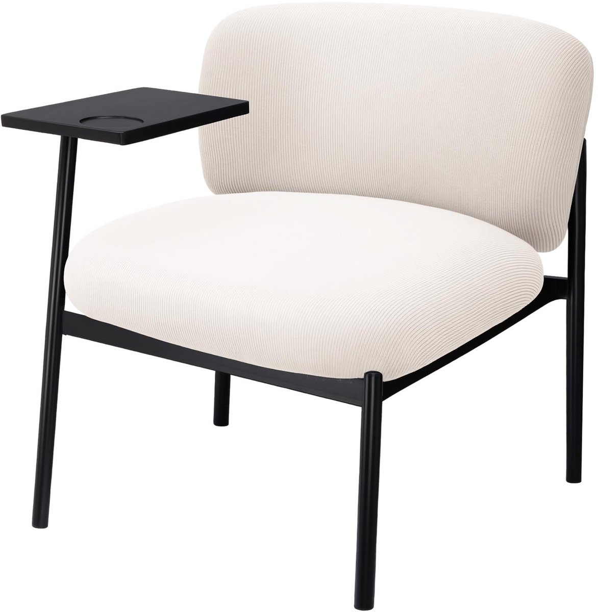 COMHOMA - Loungestoel Fauteuil - Moderne Gestoffeerd met Metalen Poten - Beige