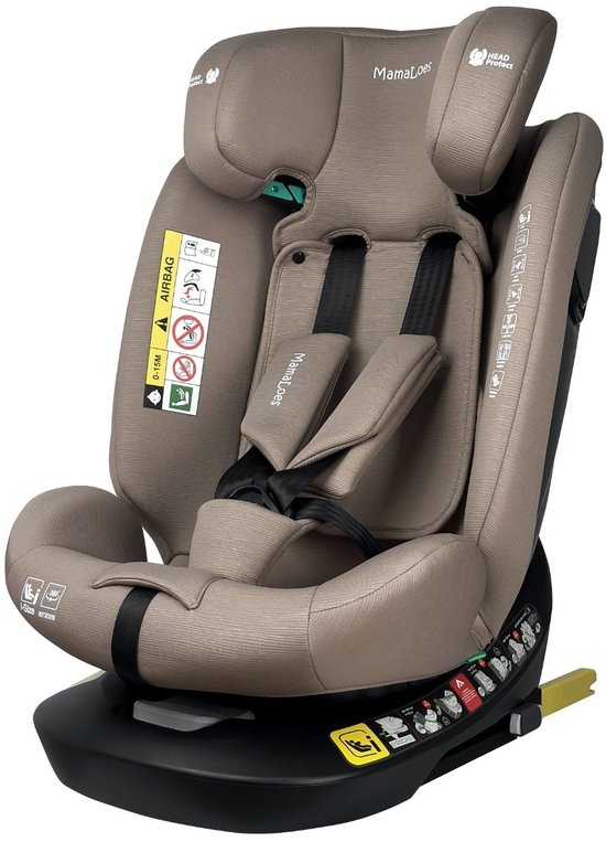 MamaLoes Autostoel Isofix - 360° Draaibaar - Sef Taupe - 40-150 cm - Autostoel groep 2 3 - i-Size
