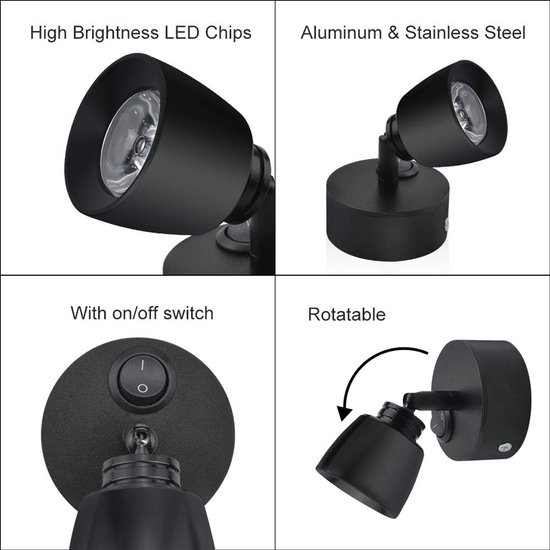 Leeslamp - Blacklight - Campinglamp - Bedlamp - Jachtlamp - Campingleeslamp - LED-leeslamp - 12V-3W - Geschikt voor boten, auto's, campers, jachten en vrachtwagens - 2 stuks van Merkloos — afbeelding 4