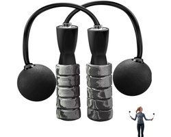 1 stuk, draadloos springtouw, Draagbaar，bal met gewichtsdrager, anti-klit, geschikt voor kleine ruimtes, geschikt voor sport, fitness, afvallen, aerobe oefeningen, evenwichtstraining, grijs, 3,2*35cm