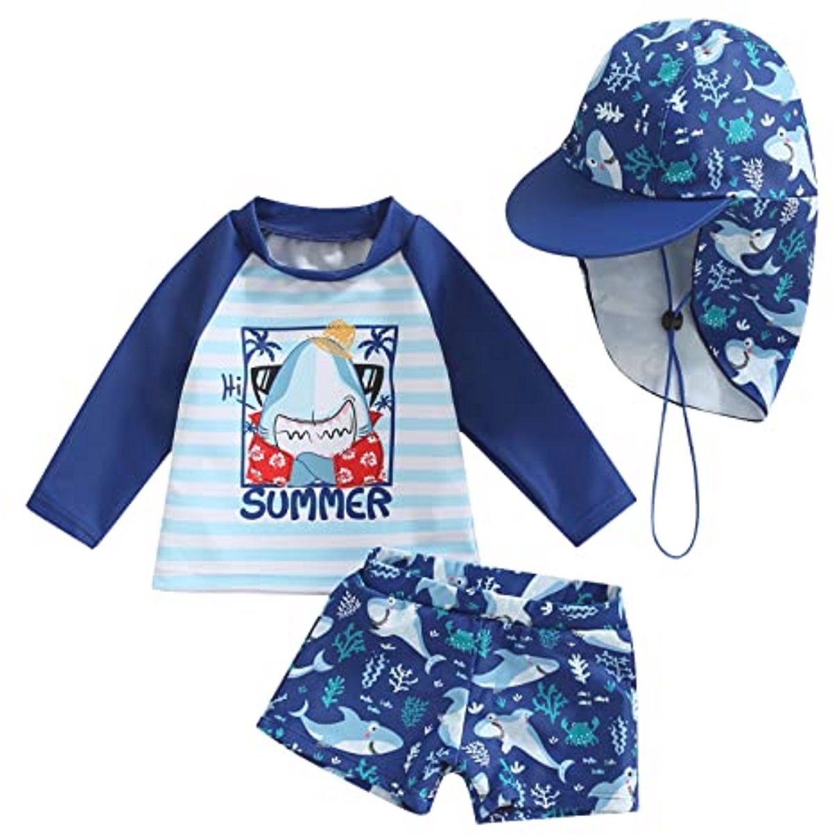 Pasgeboren baby jongen zwempak set met anti-uv T-shirt en zwembroek