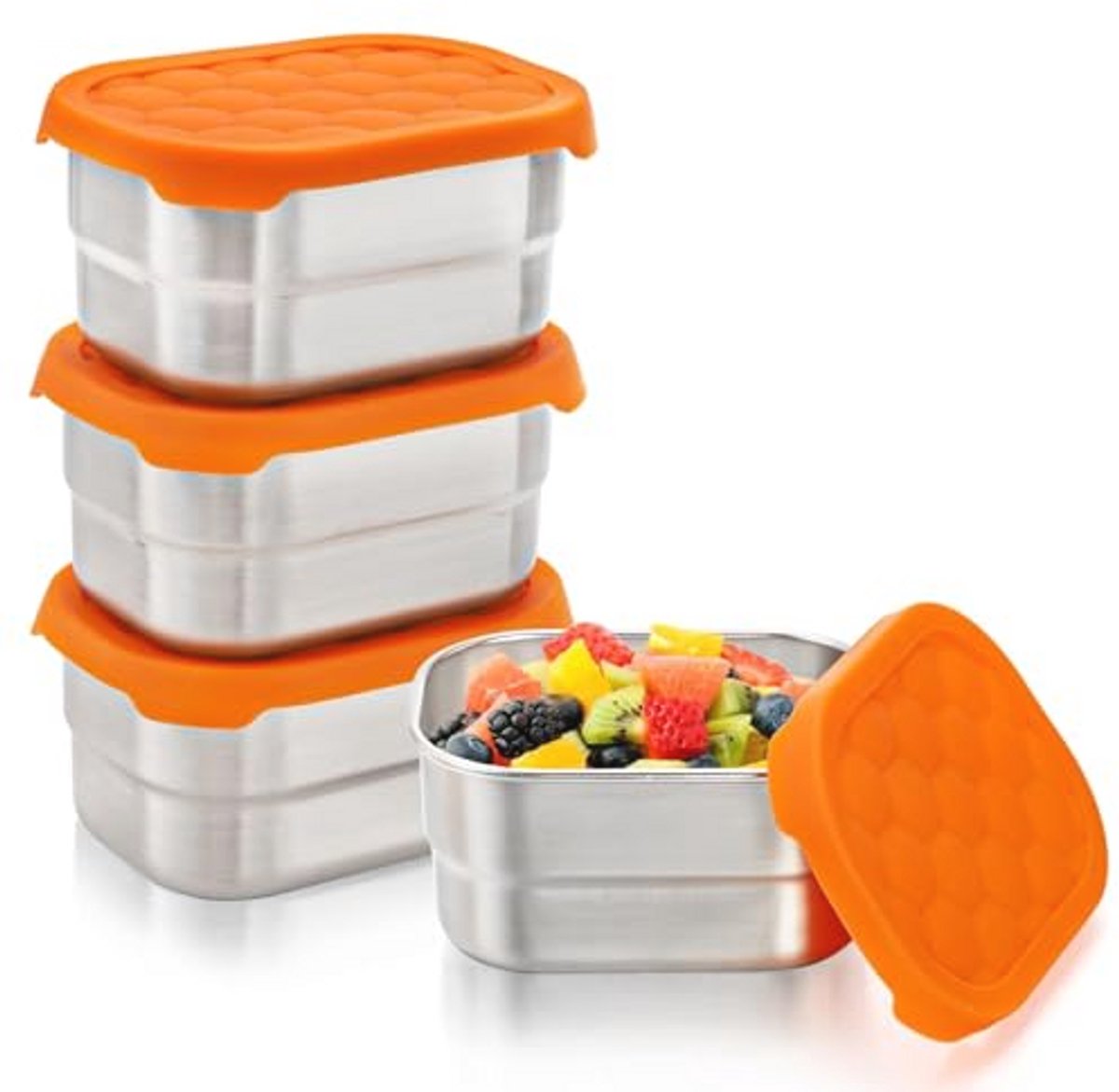 Kleine Roestvrijstalen Snack Containers - Set van 3 - 230ml