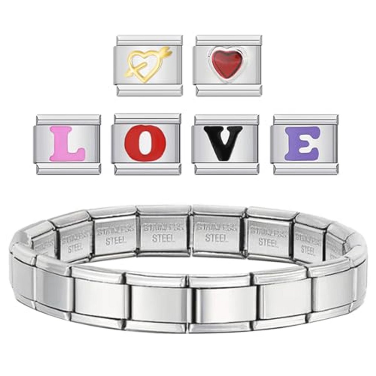 Bedelarmband met 6 Extra Bedels en Afneembare Modules voor Dames en Heren