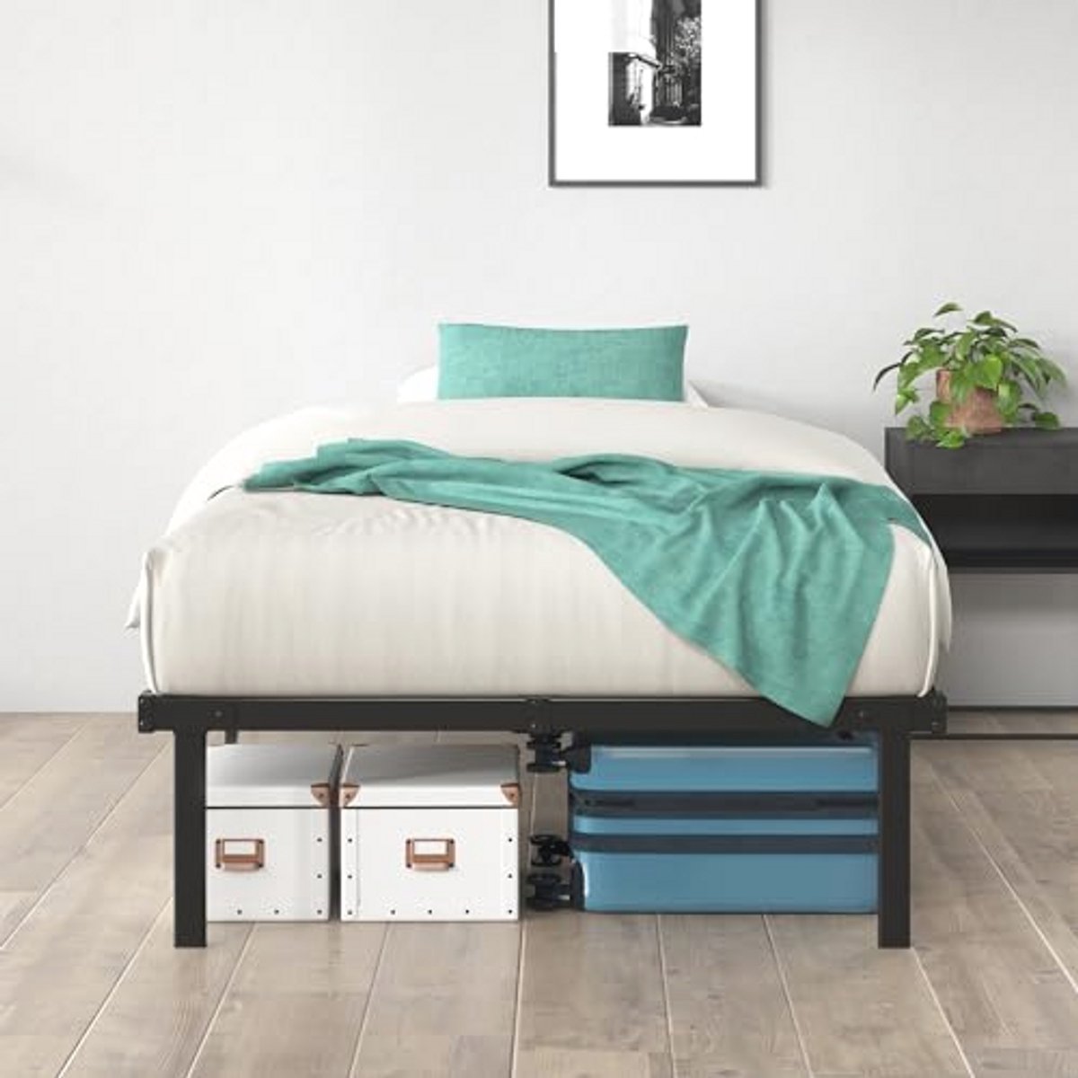 Metalen Bedframe met Opbergruimte en Hoogwaardige Ondersteuning – Inklapbaar en Eenvoudig Monteerbaar Tweepersoonsbed