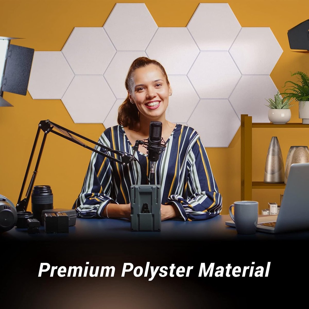 Candala Hexagon Akoestische Panelen, - 30x26x1cm Hoge Dichtheid Geluiddichte Panelen voor Muren, Geluiddempende Isolatiebehandeling Schuimpaneel voor Opname, Podcasting, Streaming Wit