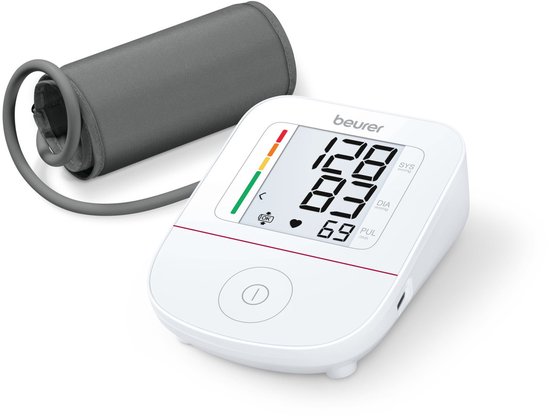 Beurer BM 23 Bloeddrukmeter Bovenarm – Aanbevolen door Hartstichting - Medisch Gecertificeerd – Manchet 22-42 cm – USB-C Aansluiting – Eenknopsbediening – Onregelmatige Hartslagdetectie – Risico-Indicator – Incl. Batterijen – 5 Jaar Garantie