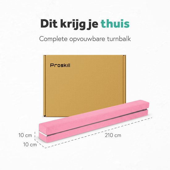 FBSPORT Gymnastiekbalk voor kinderen, 240/270/300 cm, gymnastiekbalk op de vloer, opvouwbare gymnastiekbalk voor training, praktisch, sport en