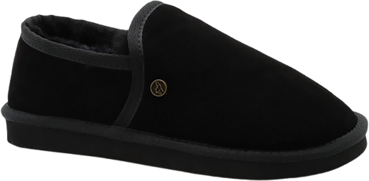 Alpacas Footwear – Heren – Echt suéde gesloten pantoffel - Gevoerd met 100% zachte lamswol – Black – 43