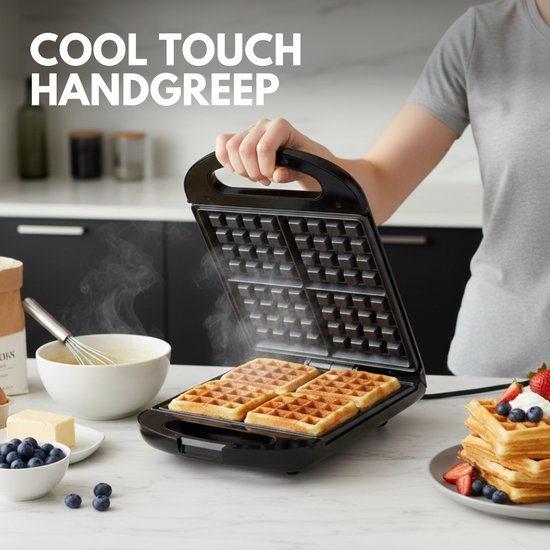 COOK-IT Wafelijzer - Waffle Maker - Vier Per Keer - Anti Aanbaklaag - 1200W van Media Evolution — afbeelding 5
