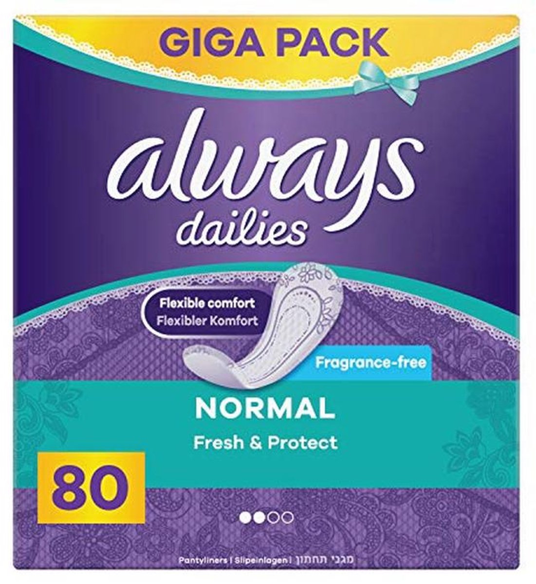 Dailies Normale Fresh & Protect Slipjes - 80 Stuks - Ademend, Flexibel en Comfortabel