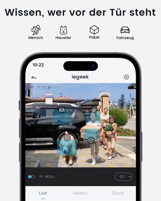 ieGeek Security Bell J9 Video Deurbel - Add-on - Video Doorbell - Cam technologie, 2K Resolutie Full HD - resolutie, kleur nachtzicht - Draadloos/Batterij - Live videogesprek, 24/7 opname, Mens- en bewegingsdetectie - Waterdicht - 2 Stuks van Merkloos — afbeelding 3