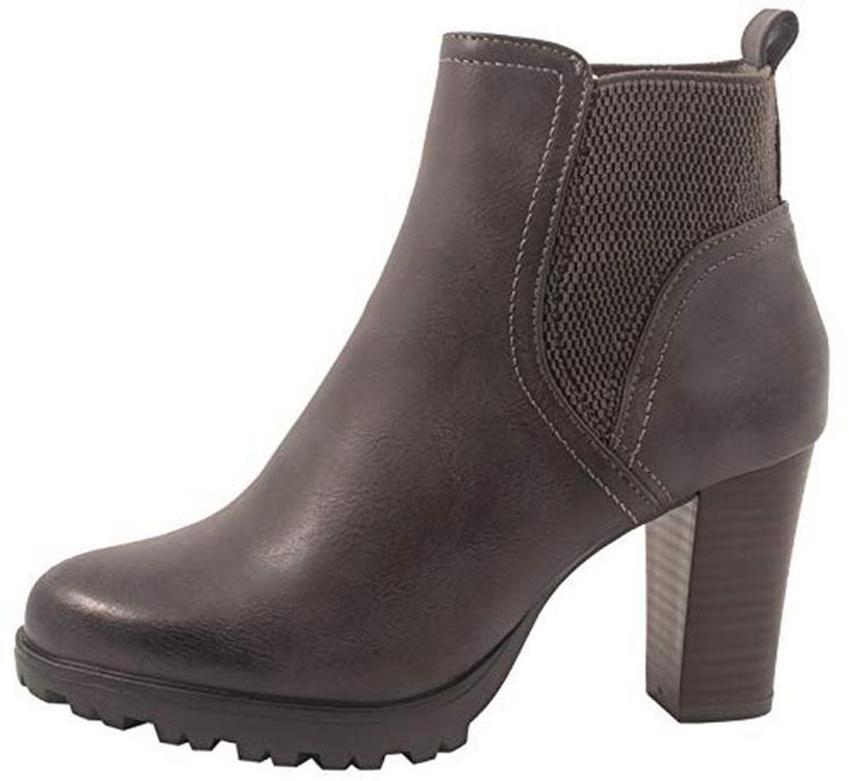 Dames Enkellaarsjes Chunky met Trechterhak