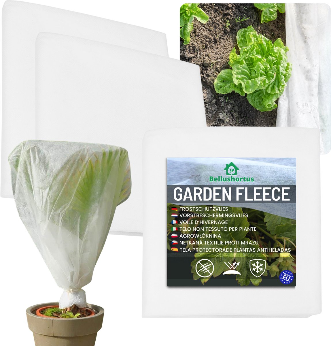 Vliesdoek Winterbedekkingsvlies voor planten plantenbescherming Tuinvlies WIT 100g/m2 met UV 1,6 m / 5 meter