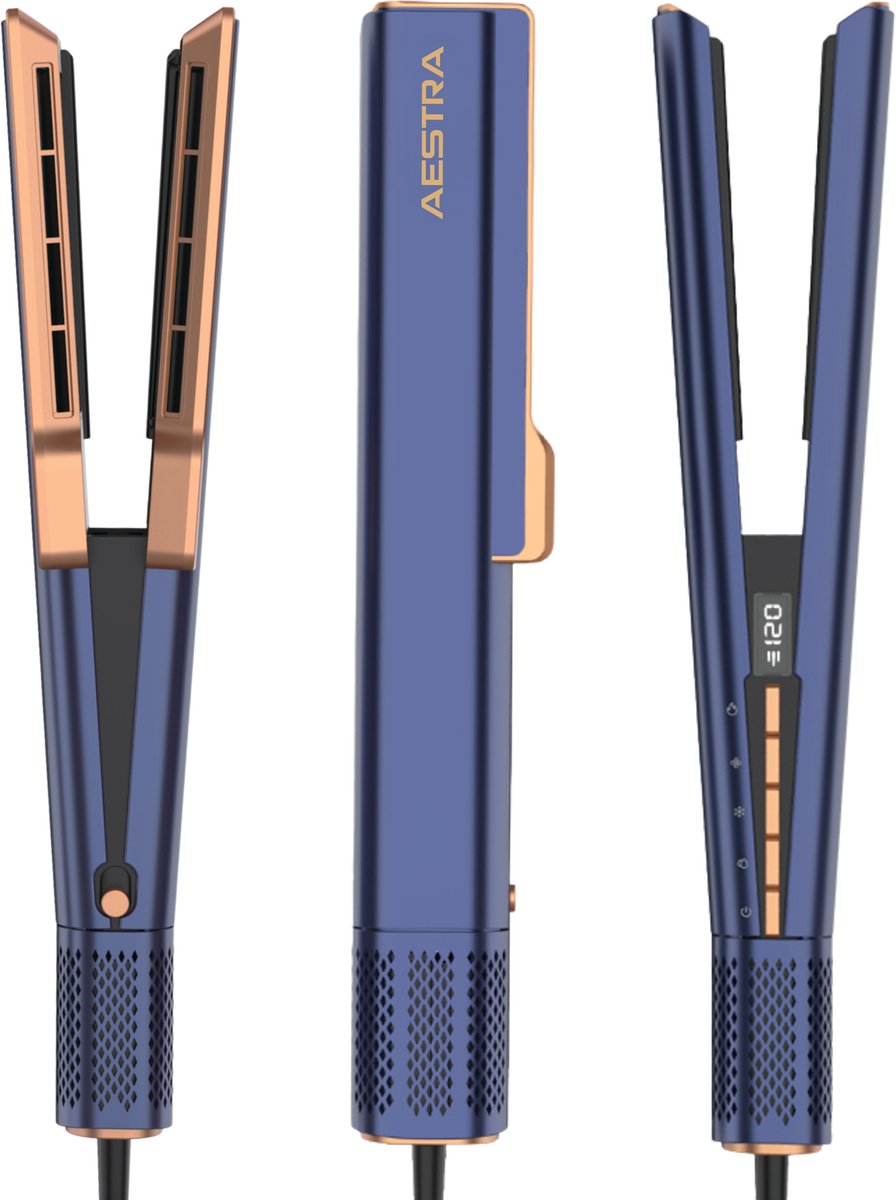 Aestra Hairstrait Pro - 2 in 1 Stijltang met Föhn - 110.000RPM Motor - Geschikt voor alle Haartypes - Navy