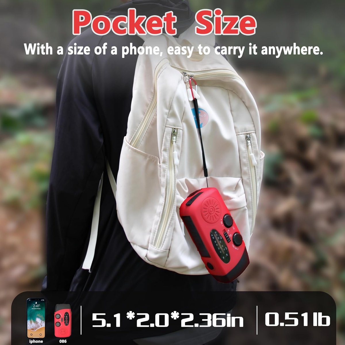 2000mAh Wind-Up Solar Radio – Draagbare Noodradio met Handzwengel, LED Zaklamp & SOS Alarm – Oplaadbare Powerbank – USB Telefoon Oplader – Ideaal voor Camping en Noodsituaties – foto 4