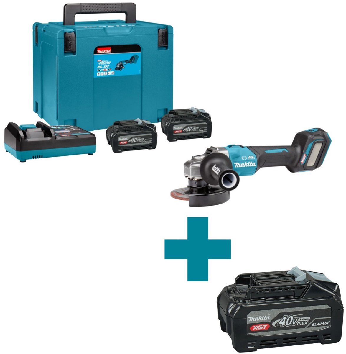 Makita GA023GU201 Accu haakse slijper 125mm XGT 40V Max 4.0Ah in Mbox