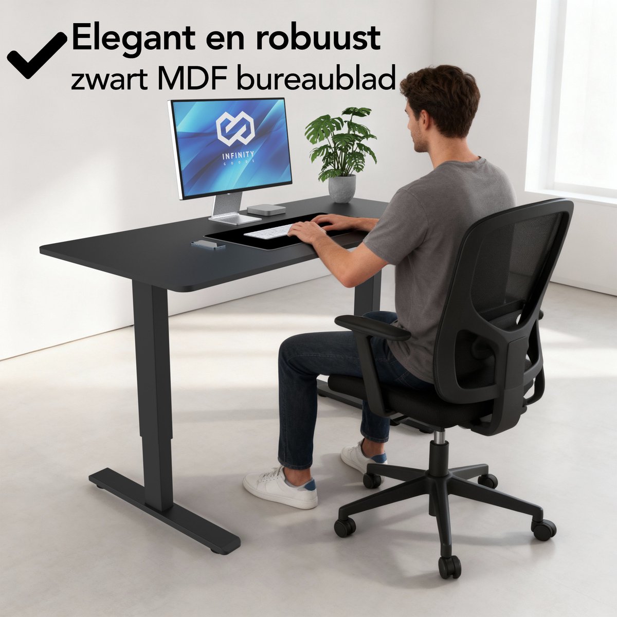 Infinity Goods Zit Sta Bureau - Elektrisch Verstelbaar In Hoogte - 120 x 60 CM - Geheugenfunctie - Zwart thumbnail 8
