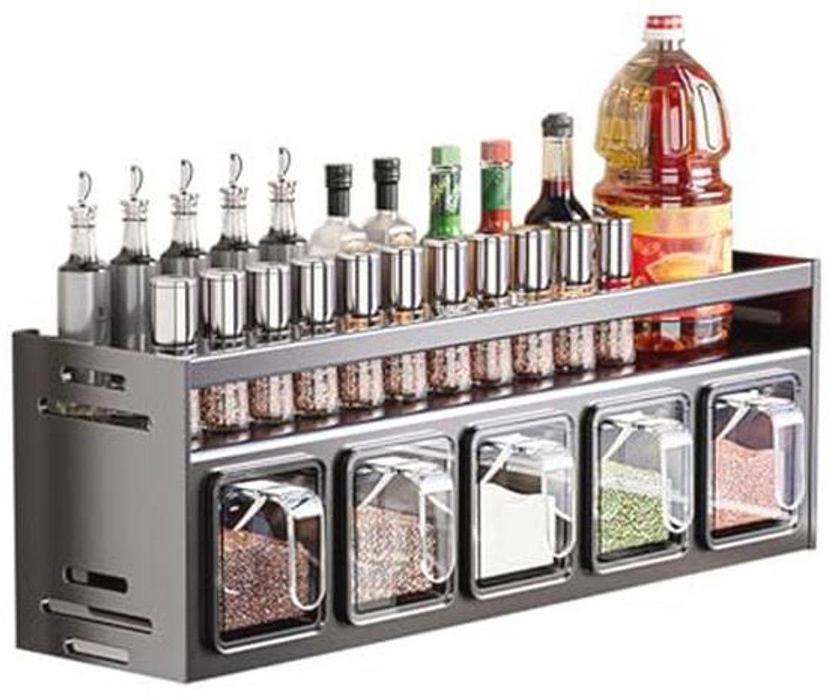 Kruidenrek met kruidenpotjes en organizer voor keuken - Hangend en staand