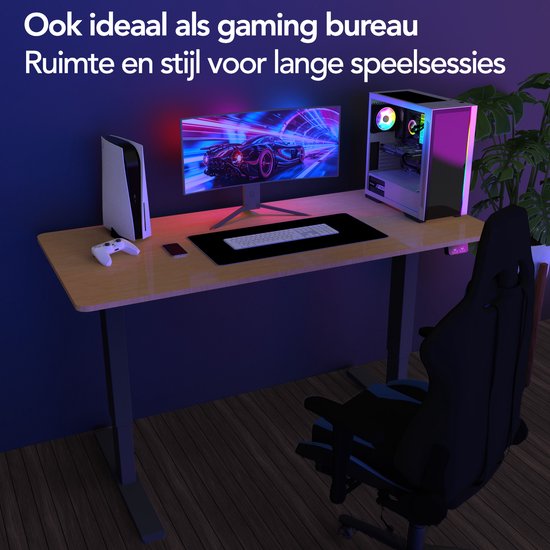 Infinity Goods Bureau assis-debout – Hauteur réglable électriquement – ​​140 x 60 cm – Marron