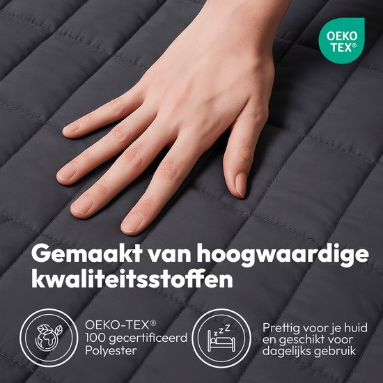 Comfeur Couverture lestée 7 kg 150 x 210 cm - Weighted Blanket - Couverture lestée - Couverture lestée - Couverture lestée - 4 saisons - Répartition de la pression du verre - Extra longue - Grijs