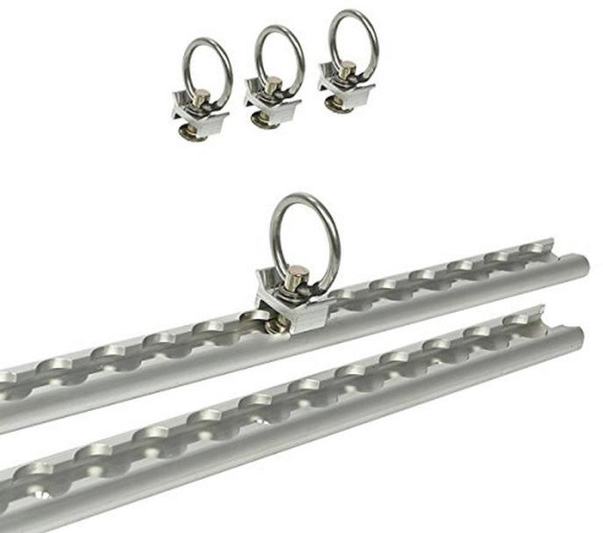Set van 2 sjorrails 60 cm met 4 sjorogen