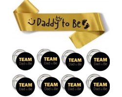Dadchelor Dad to Be en Team Dad set 9-delig met sjerp en buttons goud met zwart - dadchelor - geboorte - zwangerschap - baby - dad - papa