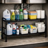 MeubelsvanJoep gootsteenkast organizer zwart - Keukenkastorganizers - keuken accessoires - Verstelbaar van 50 CM tm 88 CM