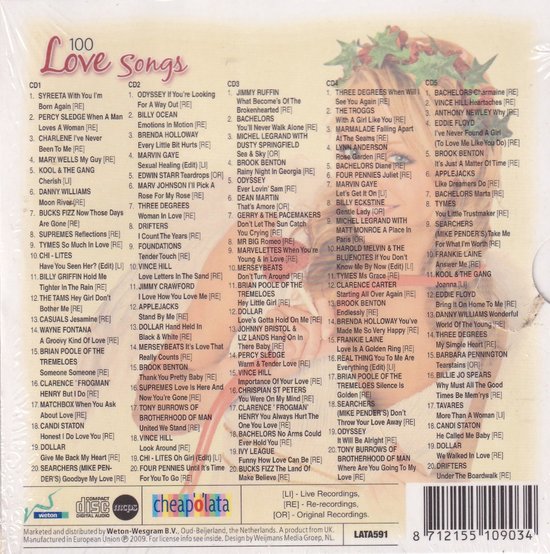 100 Love Songs, various artists | Muziek | bol