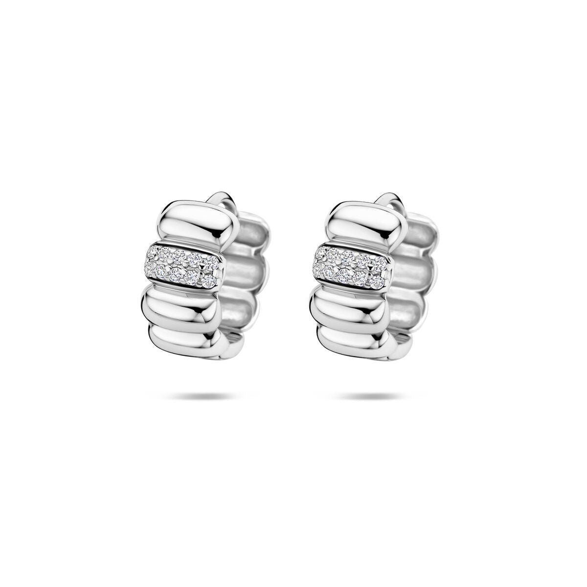 Zilveren gerhodineerde klapoorringen zirkonia 13,5 mm - 1342238
