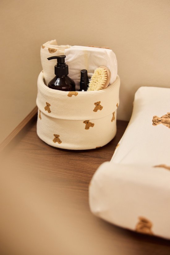 Jollein Commode Mandje - Mini Teddy Bear - Little Waffle - Ø19 cm — afbeelding 4
