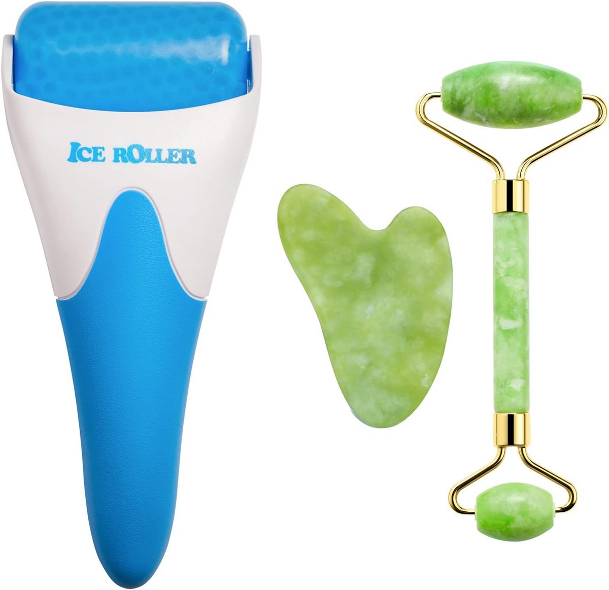 Jade Roller en Gua Sha Set voor Gezichtsmassage en Oogcontouren