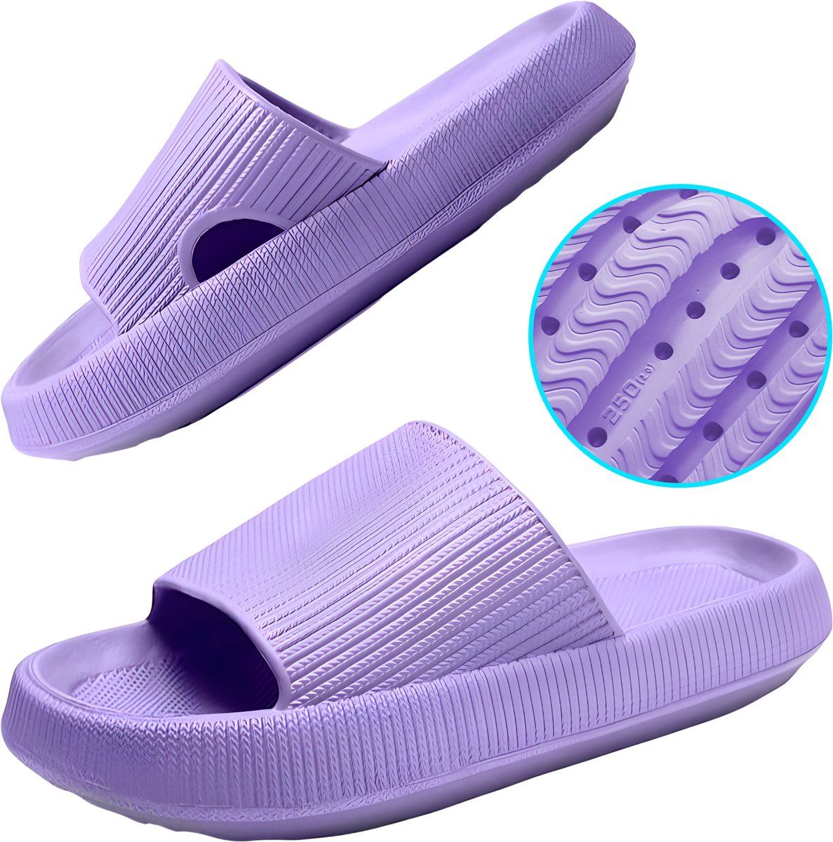 Somstyle Slippers Dames & Heren - Maat 40-41 - EVA - Badslippers met Verdikte Zool - Anti-slip - Paars