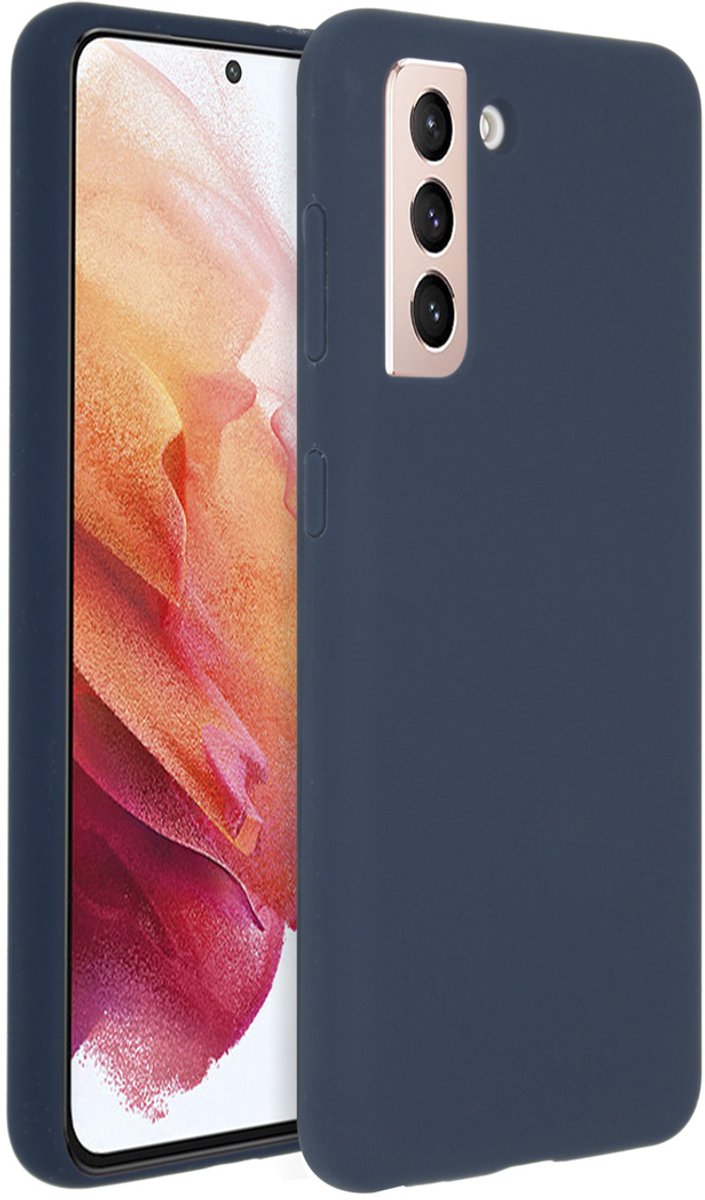 Accezz Hoesje Geschikt voor Samsung Galaxy S21 Hoesje Siliconen - Accezz Liquid Silicone Backcover - Donkerblauw