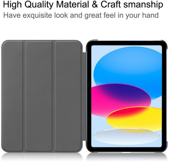 iPad 10.9 (2022 / 2025) tri-fold smart case hoes – zwart