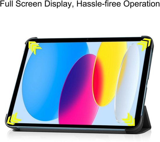iPad 10.9 (2022 / 2025) tri-fold smart case hoes – zwart