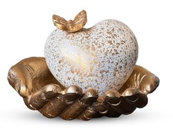 Hangemaakte As Urn - 700 ML - Crematie Urn - Uniek - Voor Huisdieren of Menselijk As - Crematie As - Mini Urn - Decoratie Urn - Handen met Hart - Goud