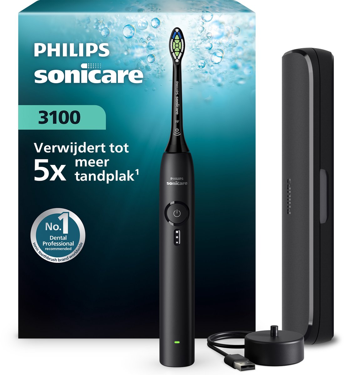 Philips Sonicare 3100 Elektrische Tandenborstel Zwart met - Philips - €54,60