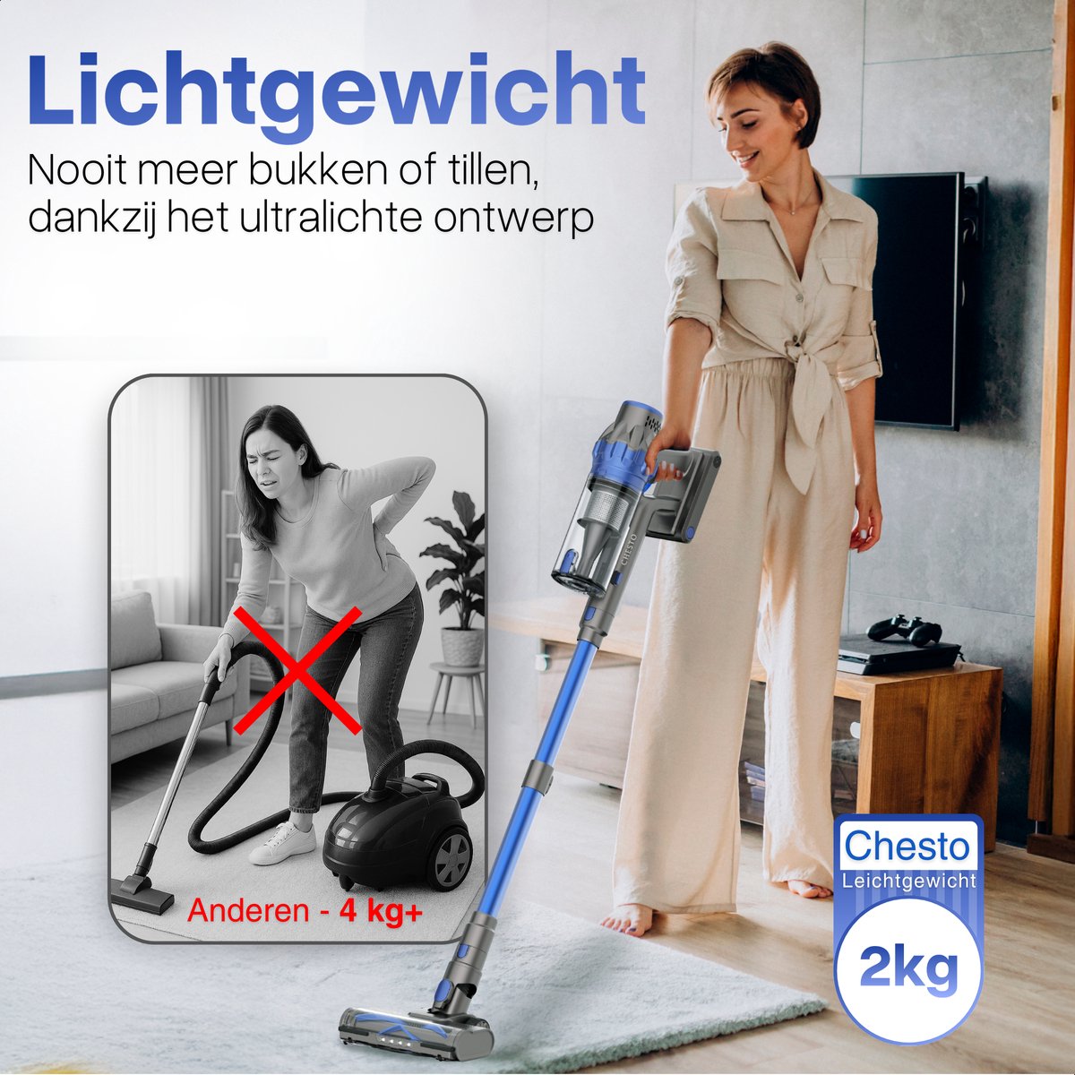 Chesto T1 Steelstofzuiger 400W – 35.000 Pa, 2 kg thumbnail 3